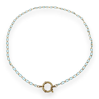 Urban Pizazz Handmade Jewellery - Enamel and Gold Plated Paperclip Chain Necklace with Sailors Clasp