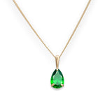 9ct Gold Emerald Pear Cubic Zirconia Pendant Necklace