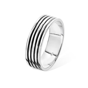 Sterling Silver and Enamel Lined Ring