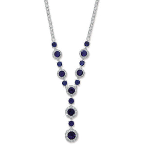 Exquisite Sapphire Cubic Zirconia Silver Drop Necklace