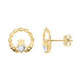 9ct Gold Cubic Zirconia Claddagh Earrings