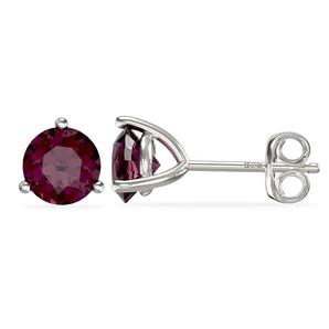 February Birthstone - Amethyst Cubic Zirconia Silver Stud Earrings