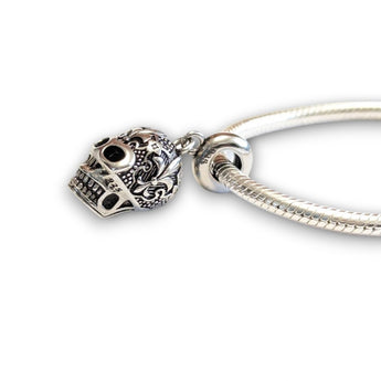 Sterling Silver Fleur De Lis Skull Sterling Silver Dangle Charm