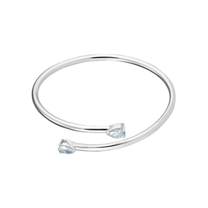 Sterling Silver Cuff Bangle Bracelet with Pear Shaped Cubic Zirconia's