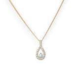 9ct Gold Cubic Zirconia Oval Drop Pendant Necklace