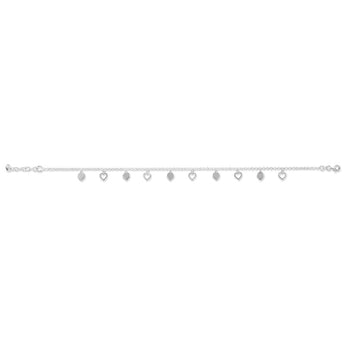 Sterling Silver Heart Drop Anklet