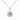 Ice Blue Cubic Zirconia Halo Pendant Necklace in Sterling Silver