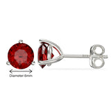 January Birthstone - Garnet Cubic Zirconia Silver Stud Earrings