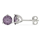 June Birthstone - Alexandrite Cubic Zirconia Silver Stud Earrings