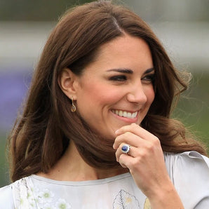 Kate Middleton Inspired - Sapphire Cubic Zirconia Flower Silver Ring