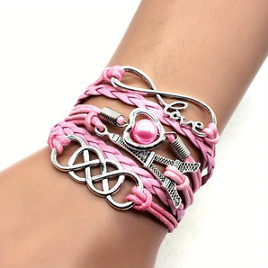 Ladies Pink Multi Strap Fashion Bracelet