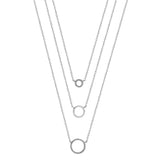 Sterling Silver Layered Circle Cubic Zirconia Necklace