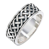 Mens 925 Sterling Silver and Enamel Celtic Ring