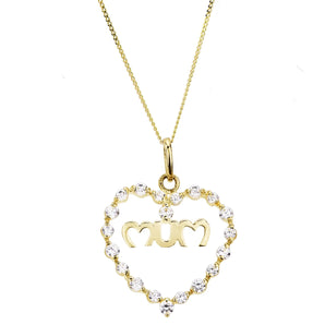 9ct Gold Mum Cubic Zirconia Pendant Necklace