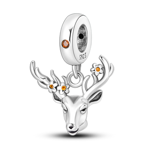 Sterling Silver Spring Deer Dangle Charm 