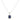 Oblong Halo Sapphire CZ Silver Necklace