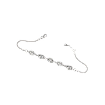 Silver Oval Cubic Zirconia Halo Bracelet 