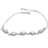 Silver Oval Cubic Zirconia Halo Bracelet