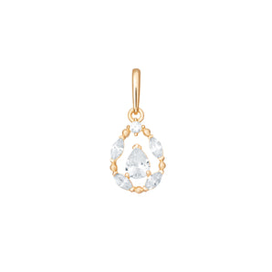 9ct Gold Cubic Zirconia Oval Drop Pendant Necklace