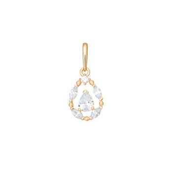 9ct Gold Cubic Zirconia Oval Drop Pendant Necklace