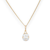 9ct Gold Cubic Zirconia Oval Drop Pendant Necklace