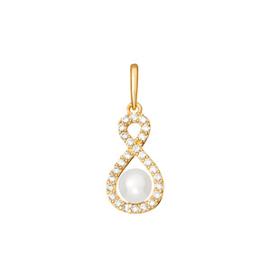 9ct Gold Freshwater Pearl Infinity Pendant Necklace