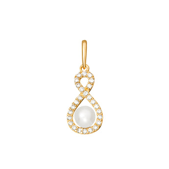 9ct Gold Freshwater Pearl Infinity Pendant Necklace