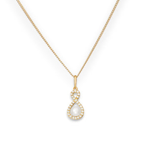9ct Gold Freshwater Pearl Infinity Pendant Necklace