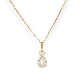 9ct Gold Freshwater Pearl Infinity Pendant Necklace