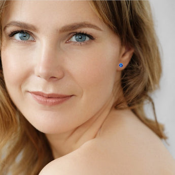 Sapphire Cubic Zirconia Stud Earrings