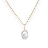 9ct Gold Cubic Zirconia Oval Pendant Necklace