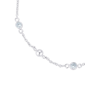 Sterling Silver Satellite Beaded Cubic Zirconia Bracelet