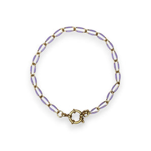Enamel and Gold Plated Paperclip Chain Bracelet with Sailors Clasp