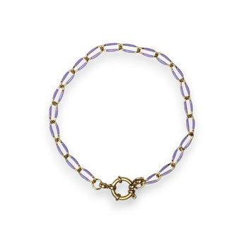Enamel and Gold Plated Paperclip Chain Bracelet with Sailors Clasp