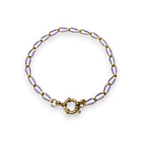 Enamel and Gold Plated Paperclip Chain Bracelet with Sailors Clasp