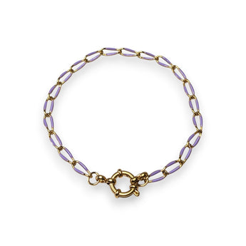 Enamel and Gold Plated Paperclip Chain Bracelet with Sailors Clasp
