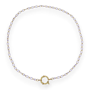 Urban Pizazz Handmade Jewellery - Enamel and Gold Plated Paperclip Chain Necklace with Sailors Clasp