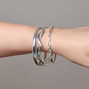 A selection of silver bangles by Urban Pizazz