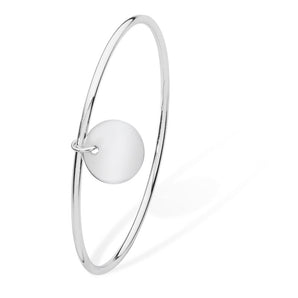 Sterling Silver Bangle Bracelet with Silver Disc Charm
