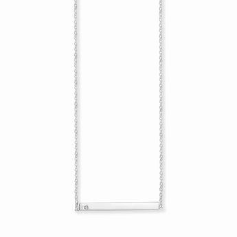 Silver Bar Necklace With Cubic Zirconia