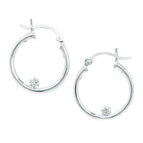 Sterling Silver Hoop Earrings with Cubic Zirconia