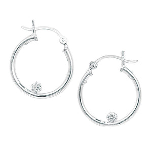Sterling Silver Hoop Earrings with Cubic Zirconia