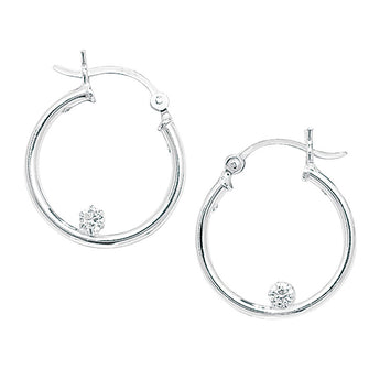Sterling Silver Hoop Earrings with Cubic Zirconia