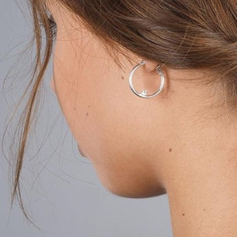 Sterling Silver Hoop Earrings with Cubic Zirconia