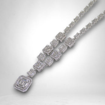 Square Drop Cubic Zirconia Y Necklace
