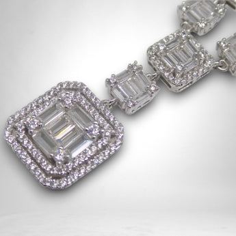 Square Drop Cubic Zirconia Y Necklace