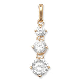 9ct Gold Triple Cubic Zirconia Drop Pendant Necklace
