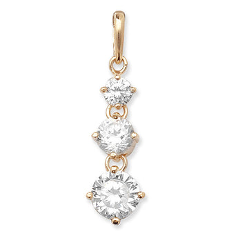 9ct Gold Triple Cubic Zirconia Drop Pendant Necklace