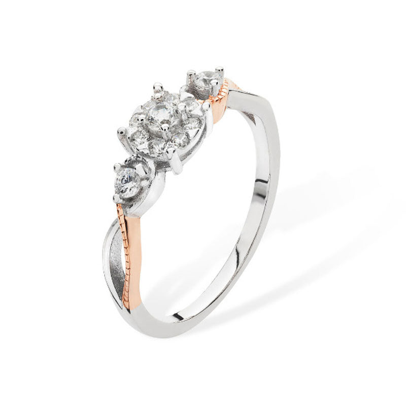 Two Tone Silver CZ Ring