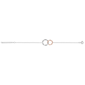 Two Tone Double Circle Silver Bracelet